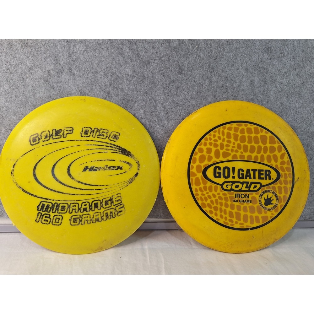 Halex & Go! Gater Gold Iron Midrange Disc Golf Discs Set 160g Yellow 2pc Lot